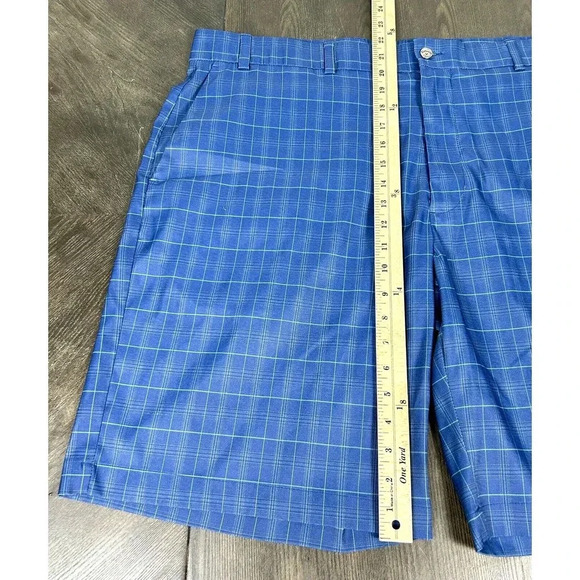 Callaway Golf Shorts Flat Front Comfort Waist Stretch Blue Plaid Men's 42 - Picture 5 of 11